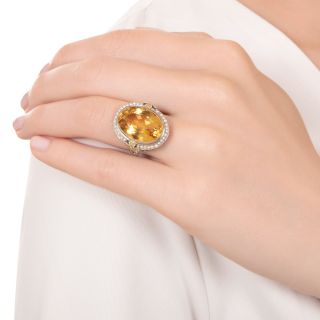 Art Deco Citrine and Seed Pearl Ring
