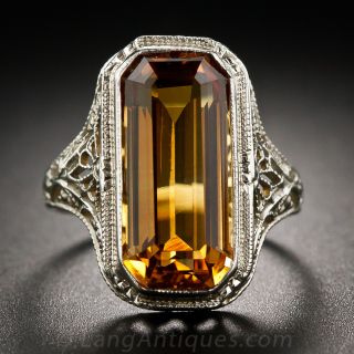 Art Deco Citrine Filigree Ring