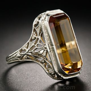 Art Deco Citrine Filigree Ring