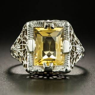 Art Deco Citrine Filigree Ring - 3
