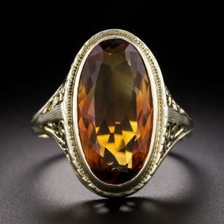 Art Deco Citrine Filigree Ring - 1