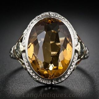 Art Deco Citrine Filigree Ring