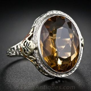 Art Deco Citrine Filigree Ring