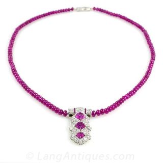 Art Deco Clip with Ruby Chain