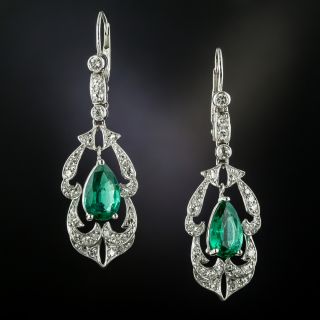 Colombian Emerald and Diamond Dangle Earrings - 4
