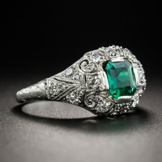 Art Deco Colombian Emerald and Diamond Ring