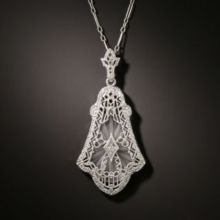 Art Deco Crystal Quartz Diamond Pendant by Shiman - 2