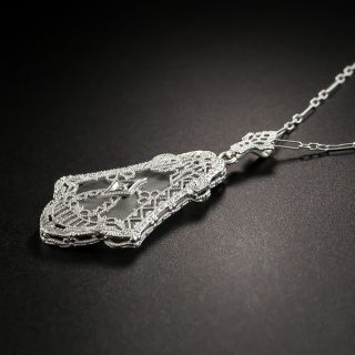 Art Deco Crystal Quartz Diamond Pendant by Shiman