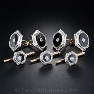 Art Deco Cufflinks and Stud Set