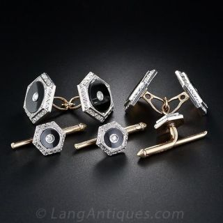 Art Deco Cufflinks and Stud Set