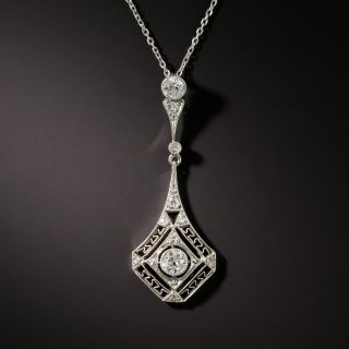 Art Deco Delicate Openwork Diamond Pendant - 2