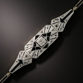 Art Deco Diamond and Black Enamel Bracelet