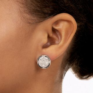 Art Deco Diamond and Black Enamel Earrings