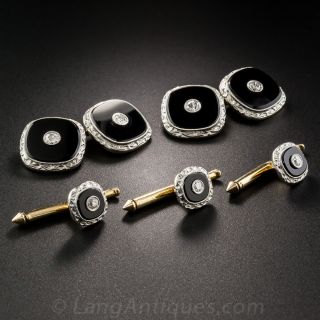 Art Deco Diamond and Black Onyx Dress Set by Larter
