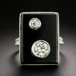 Art Deco Diamond and Black Onyx Ring - 2