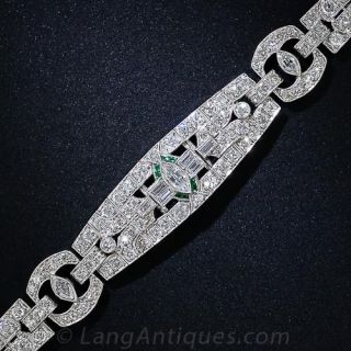Art Deco Diamond and Calibre Emerald Bracelet 
