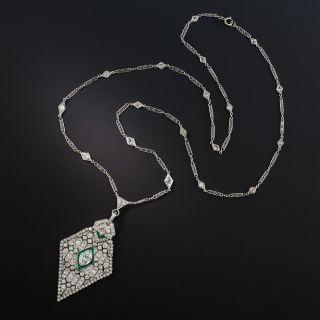 Art Deco Diamond And Calibre Emerald Sautoir  