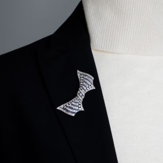 Art Deco Diamond and Calibre Sapphire* Bow Pin