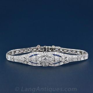 Art Deco Diamond and Calibre Sapphire Bracelet