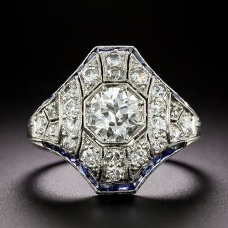 Art Deco Diamond and Calibre Sapphire Dinner Ring - 2