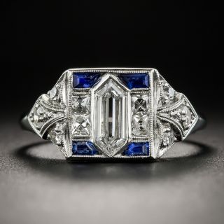 Art Deco Diamond and Calibre Sapphire Ring. - 1