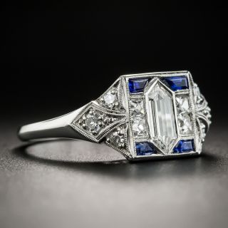 Art Deco Diamond and Calibre Sapphire Ring.