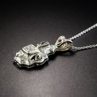 Art Deco Diamond and Calibre Synthetic Sapphire Drop