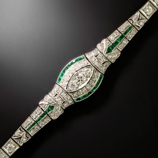Art Deco Diamond and Emerald Bracelet - 2