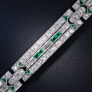 Art Deco Diamond and Emerald Bracelet