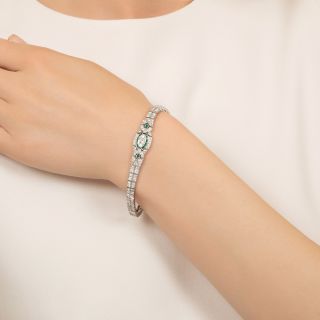 Art Deco Diamond and Emerald Bracelet