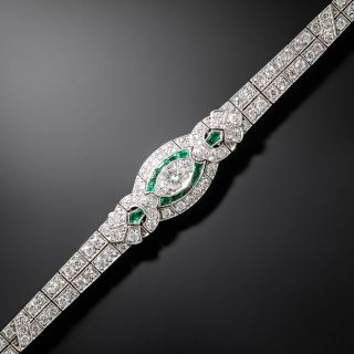Art Deco Diamond and Emerald Bracelet - 4