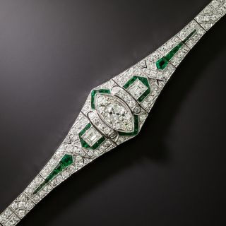 Art Deco Diamond and Emerald Bracelet - 3
