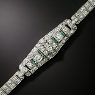 Art Deco Diamond and Emerald Bracelet - 3