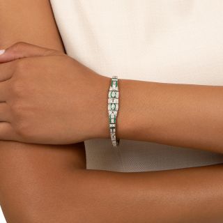 Art Deco Diamond and Emerald Bracelet