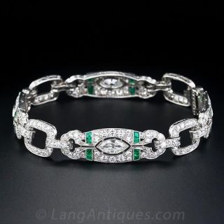 Art Deco Diamond and Emerald Bracelet - Shreve, Treat & Eacret Co.