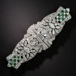 Art Deco Diamond and Emerald Brooch/Dress Clips - 7