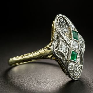 Art Deco Diamond and Emerald Dinner Ring