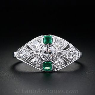 Art Deco Diamond and Emerald Ring