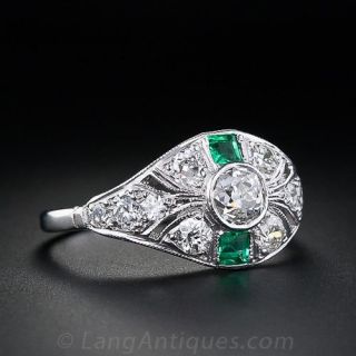 Art Deco Diamond and Emerald Ring