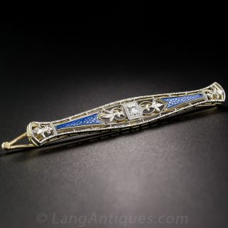 Art Deco Diamond and Enamel Barrette