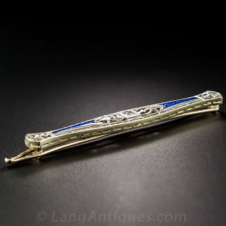 Art Deco Diamond and Enamel Barrette