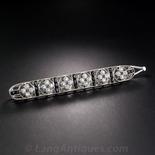 Art Deco Diamond and Onyx Barrette - 1