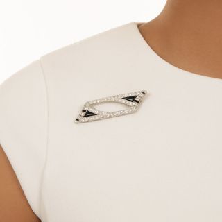 Art Deco Diamond and Onyx Brooch