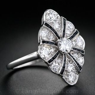 Art Deco Diamond and Onyx Dinner Ring