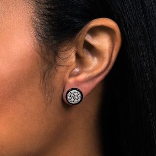Art Deco Diamond and Onyx Ear Studs