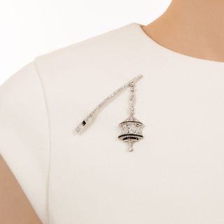 Art Deco Diamond and Onyx Lantern Brooch