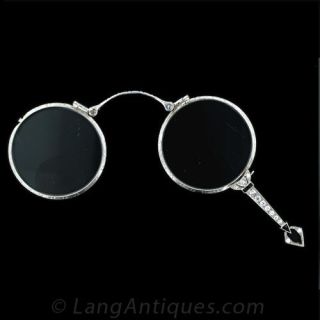 Art Deco Diamond and Onyx Lorgnette Main View
