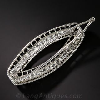 Art Deco Diamond and Onyx Platinum Barrette by Marcus & Co.