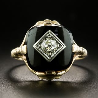 Art Deco Diamond and Onyx Ring - 2