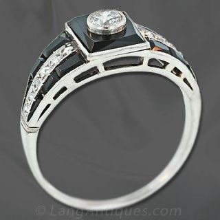 Art Deco Diamond and Onyx Ring